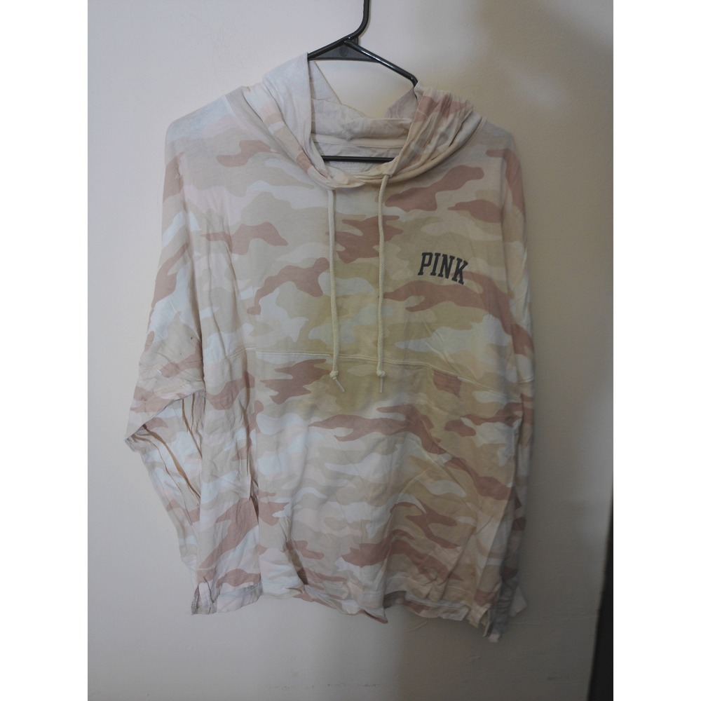 PINK Victoria's Secret Hoodie Women XS Camo Oversized Graphic Pullover